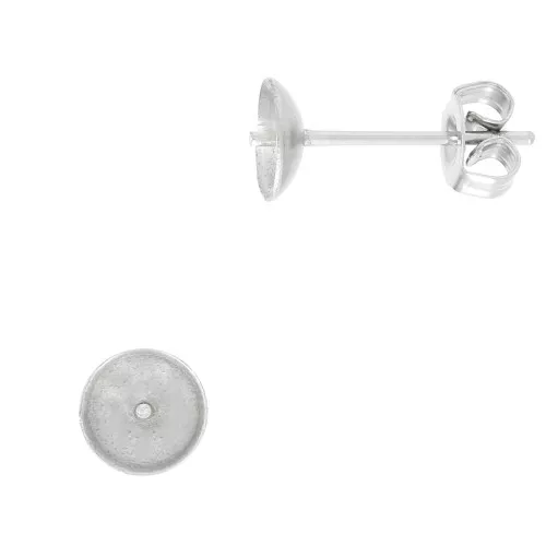Chiodi di orecchie per perle mezzo foro 6 e 8 mm -Acciaio inossidabile x2