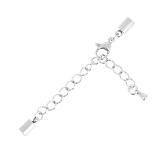 Chiusura moschettone 10 mm + catenina per cordone 3 mm in Acciao inoss. 304 x1