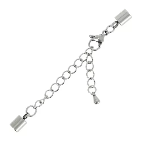 Chiusura a moschettone da 10 mm + catena a cordoncino da 4 mm - acciaio inossidabile 304 x1