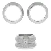 Perle rondelle foro grande diamantato 11x7 mm - Acciaio inossidabile x1