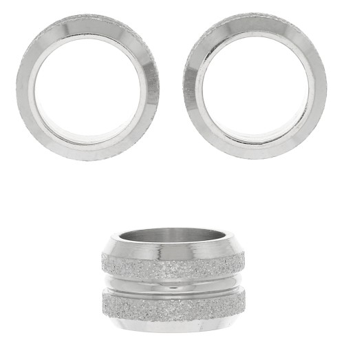 Perle rondelle foro grande diamantato 11x7 mm - Acciaio inossidabile x1