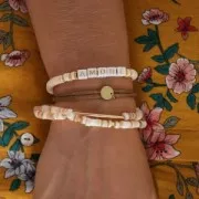 Perle Heishi madreperla tinte 5mm Marrone chiaro x60cm