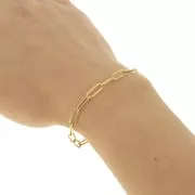 Catena maglia Rettangolo striato 4.3 mm Acciaio inossidabile Dorato 316L x50cm