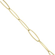 Catena a maglia rettangolare striata da 6 mm in acciaio inossidabile 304 Dorato x 50 cm