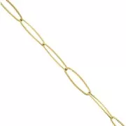 Catena a maglia rettangolare striata da 6 mm in acciaio inossidabile 304 Dorato x 50 cm