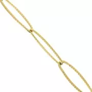 Catena maglia Rettangolo striato 6 mm Acciaio inossidabile Dorato 316L x50cm