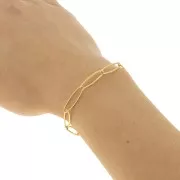 Catena maglia Rettangolo striato 6 mm Acciaio inossidabile Dorato 316L x50cm