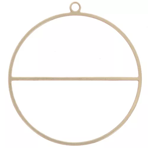 Pendente a forma di cerchio con barra orizzontale - anello di tessitura 38 mm in ottone grezzo x1