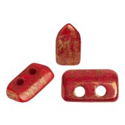 Perle in vetro Piros® di Puca® 2x5 mm Opaque Red Coral Bronze x10g