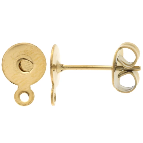 Orecchini a disco da 6 mm con anello chiuso - Acciaio inossidabile 304L Dorato x2