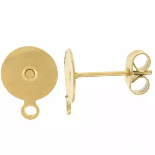Orecchini a disco da 8 mm con anello chiuso - Acciaio inossidabile 304L Dorato x2