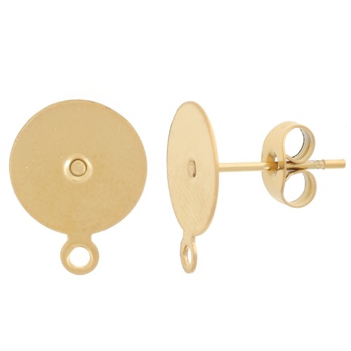 Orecchini a disco da 10 mm con anello chiuso - Acciaio inossidabile 303L Dorato x2