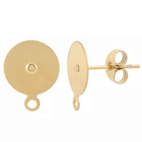 Orecchini a disco da 10 mm con anello chiuso - Acciaio inossidabile 303L Dorato x2