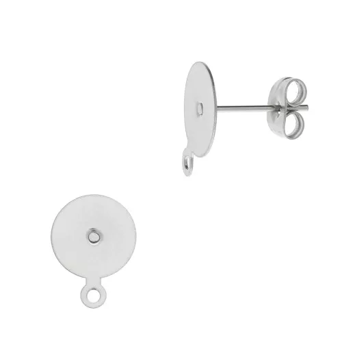Chiodi di orecchie dischi 8 mm con anello chiuso - Acciaio inossidabile 304 x2