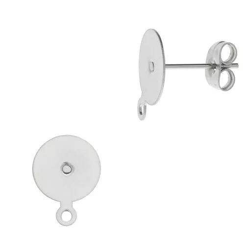 Chiodi di orecchie dischi 10 mm con anello chiuso - Acciaio inossidabile 304 x2