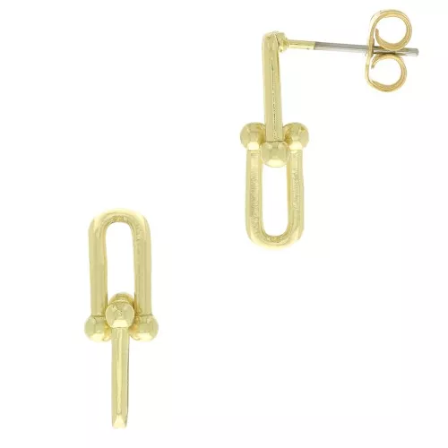 Chiodi di orecchie design pendente 19x6 mm - Dorato x2
