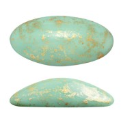 Athos 3D par Puca® cabochon ovale di vetro 20x10 mm - Opaque Aqua Gold Splash x1