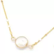 Distanziatore tondo 2 anelli con perla di acqua dolce 18x11 mm - Dorato x1