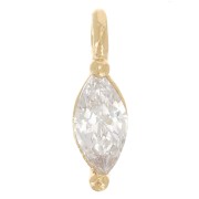 Mini ciondolo navetta con Ossido di zirconio 7x2 mm - Dorato fino - Cristallo x1|raw }}