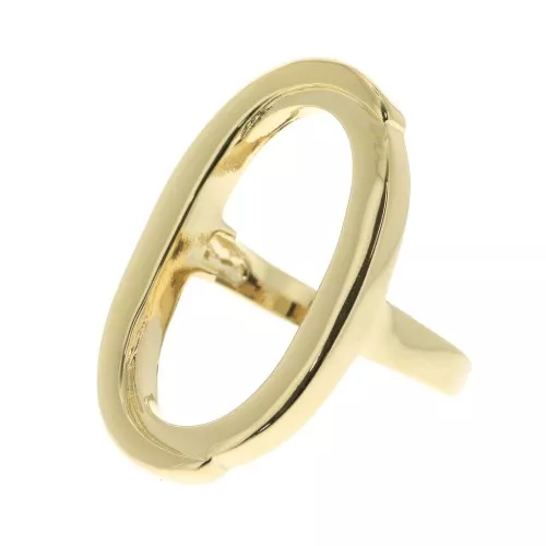 Anello grande ovale traforato - dimensione 50 - Placcato Oro 3 micron x1