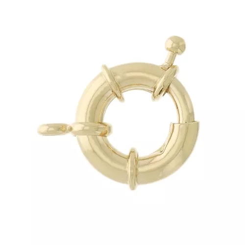 Chiusura a molla tondo per braccialetto o collana 17 mm Placcato oro 3 micron x1