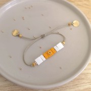 Perla in zama quadrata 8x8 mm - Dorato con oro fino x1