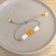 Perla in zama rettangolo 8x4 mm - Dorato con oro fino x1