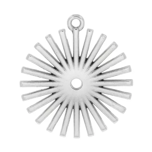 Pendente sole in zama 29x26 mm - Placcatura Argento Antico x1