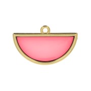 Pendente mezzo cerchio resina epossidica vetrata 18.5x30 mm - Dorato - Rosso x1|raw }}