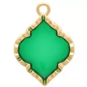 Pendente forma orientale resina epossidica vetrata 22.5x16 mm -Dorato - Verde x1
