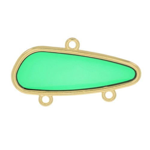 Pendente chandelier geometrico resina epossidica vetrata 18x35mm Dorato - Verde x1