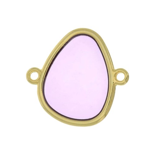 Distanziatore goccia 2 anelli resina epossidica vetrata 19x20mm Dorato Viola x1