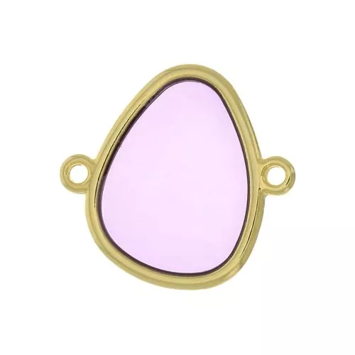 Distanziatore goccia 2 anelli resina epossidica vetrata 19x20mm Dorato Viola x1