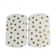 Scatolina cartone marmo pallini per bijoux 16.5x10x3cm - Bianco - Dorato x1