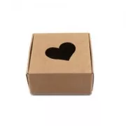 Scatola regalo in cartone fai da te con cuore scavato 5.5x5.5x2.5 cm Kraft x1