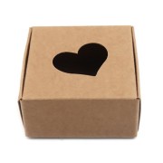 Scatola regalo in cartone fai da te con cuore scavato 7.5x7.5x3 cm - Kraft x1