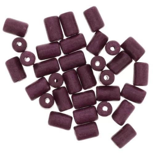 Perle tubi stile Heishi in ceramica 5x8 mm - Prugna mat x10