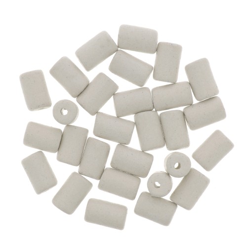 Perle tubi stile Heishi in ceramica 5x8 mm - Bianco mat x10