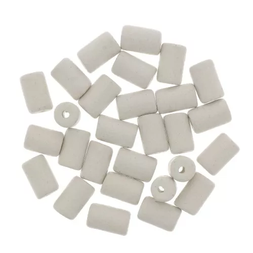 Perle tubi stile Heishi in ceramica 5x8 mm - Bianco mat x10
