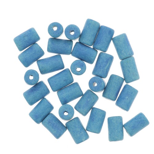Perle tubi stile Heishi in ceramica 5x8 mm - Blu mat x10