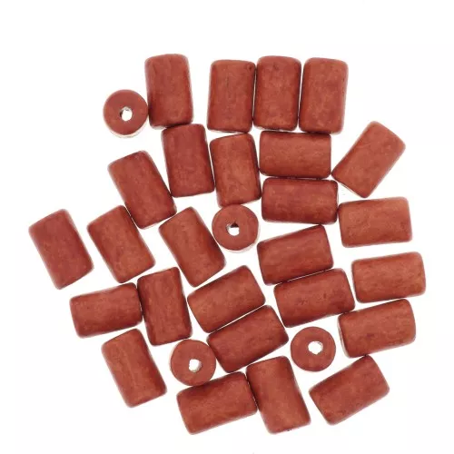 Perle tubi stile Heishi in ceramica 5x8 mm - Arancione corallo mat x10