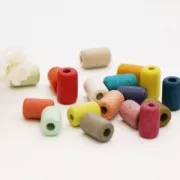 Perle tubi stile Heishi in ceramica 5x8 mm - Arancione corallo mat x10