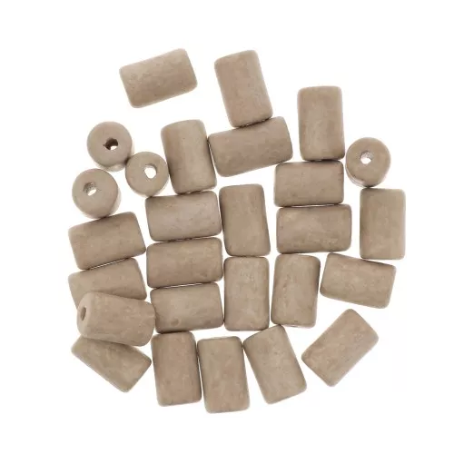 Perle tubi stile Heishi in ceramica 5x8 mm - Marrone chiaro mat x10