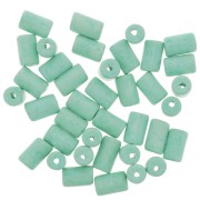 Perle tubi stile Heishi in ceramica 5x8 mm - Verde turchese mat x10|raw }}