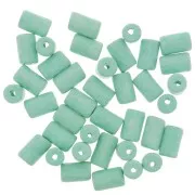 Perle tubi stile Heishi in ceramica 5x8 mm - Verde turchese mat x10