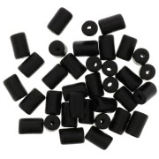 Perle tubi stile Heishi in ceramica 5x8 mm - Nero mat x10