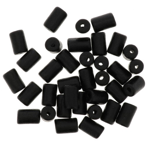 Perle tubi stile Heishi in ceramica 5x8 mm - Nero mat x10