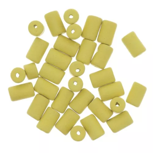 Perle tubi stile Heishi in ceramica 5x8 mm - giallo mat x10