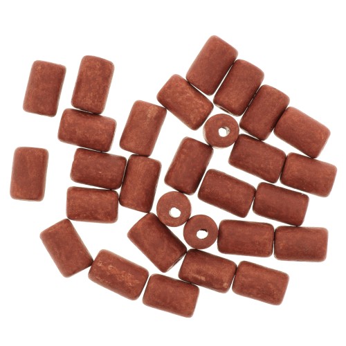 Perle tubi stile Heishi in ceramica 5x8 mm - Terracotta mat x10