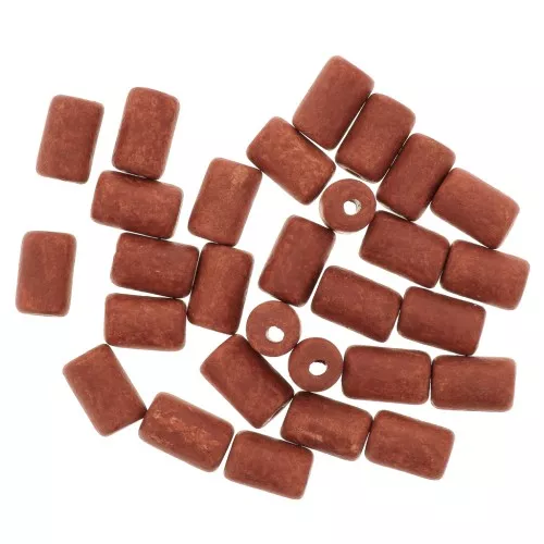Perle tubi stile Heishi in ceramica 5x8 mm - Terracotta mat x10